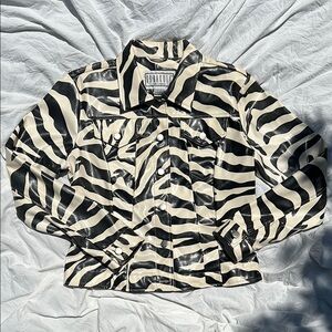 Vintage BB Dakota Black and White Zebra Print Leather Style Jacket